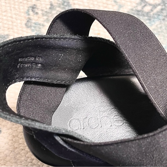 Arche Leather Black Strappy Wedge Sandals - Picture 4 of 8